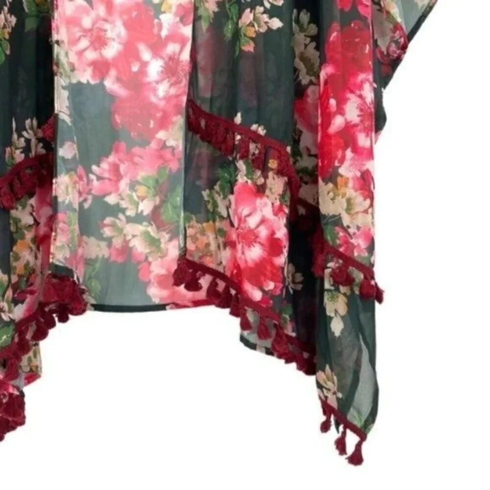 Umgee Floral Boho Tassel Kimono Top - Picture 7 of 16